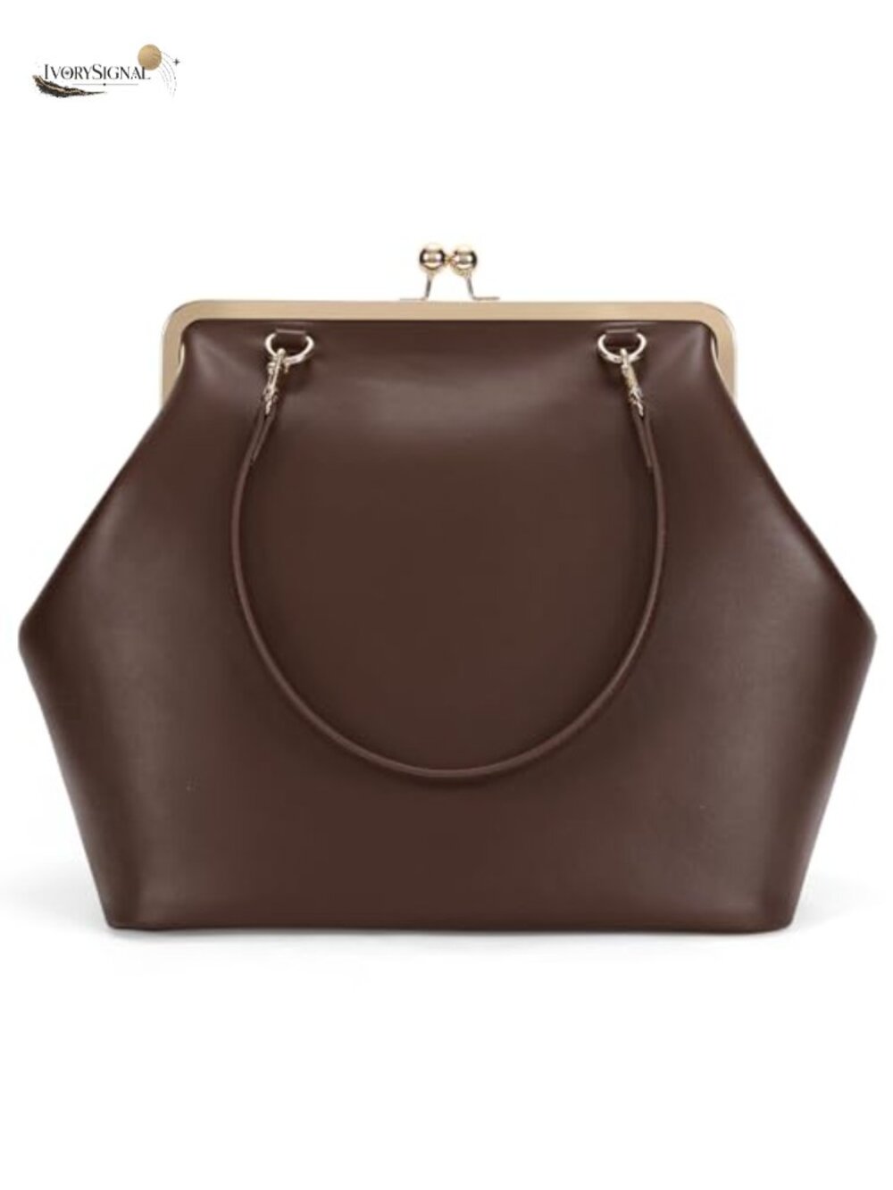 Large Women's Kiss Lock Tote Bag PU Leather Shoulder Bag Top Handle Handbag